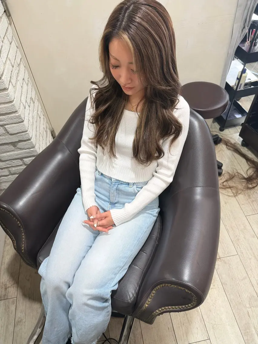 ロング カラー ベージュカラー 透明感カラー くびれヘア 韓国風ヘア レイヤーカット ✨美髪改善 特化✨ユウヤ🇰🇷のヘアスタイル