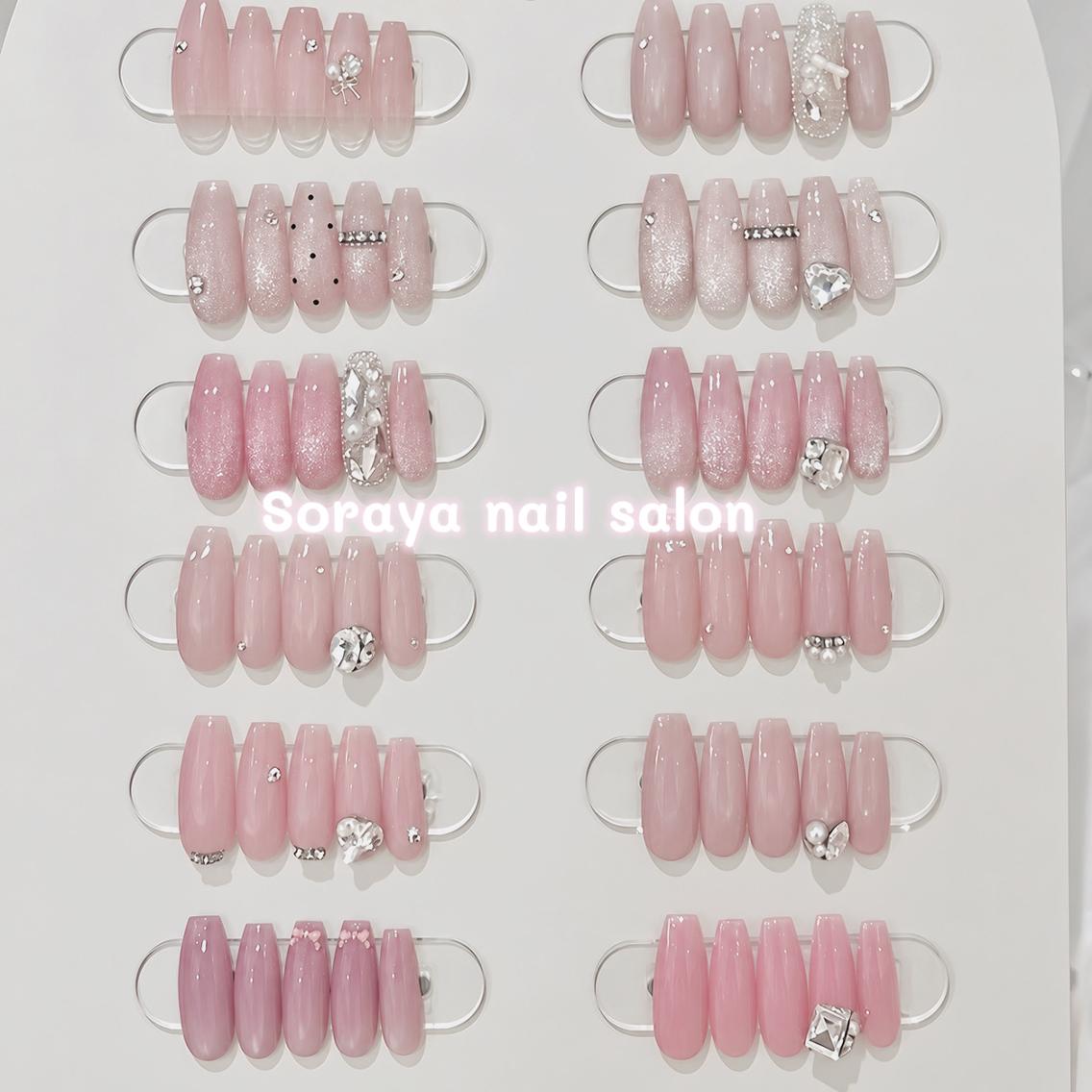 🎀【自爪】【人気リボン&ちゅるんピンク】シンプルオフィス定額ネイル￥￥7580の写真