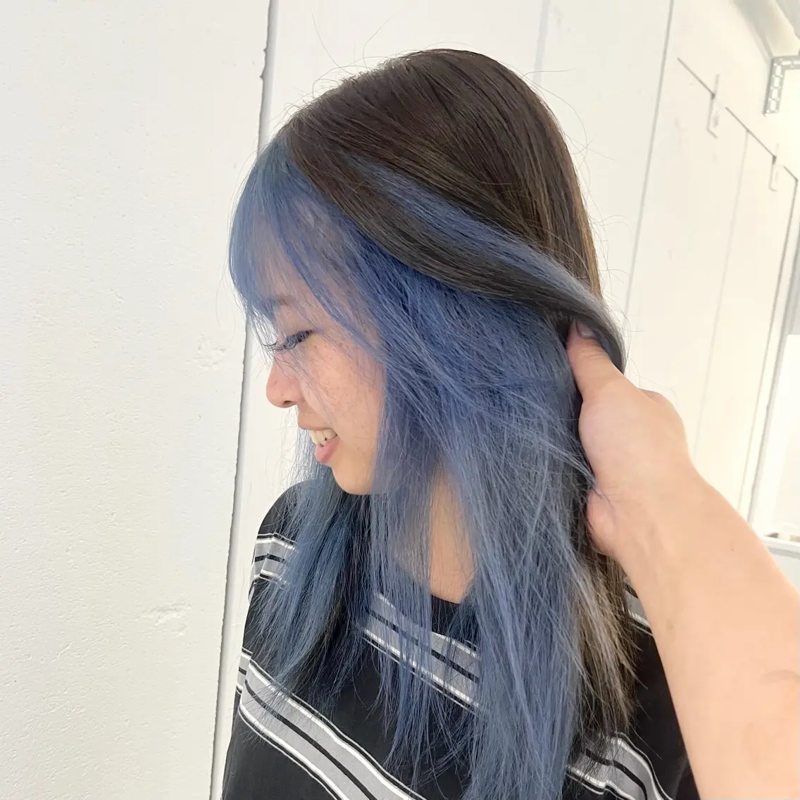 ロング カラー ブルーカラー インナーカラー ヘアカラー なりた るいのヘアスタイル
