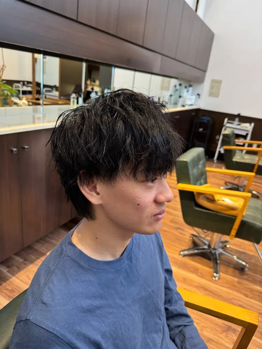 ショート パーマ メンズ カット パーマ トリートメント 長屋 裕也のヘアスタイル
