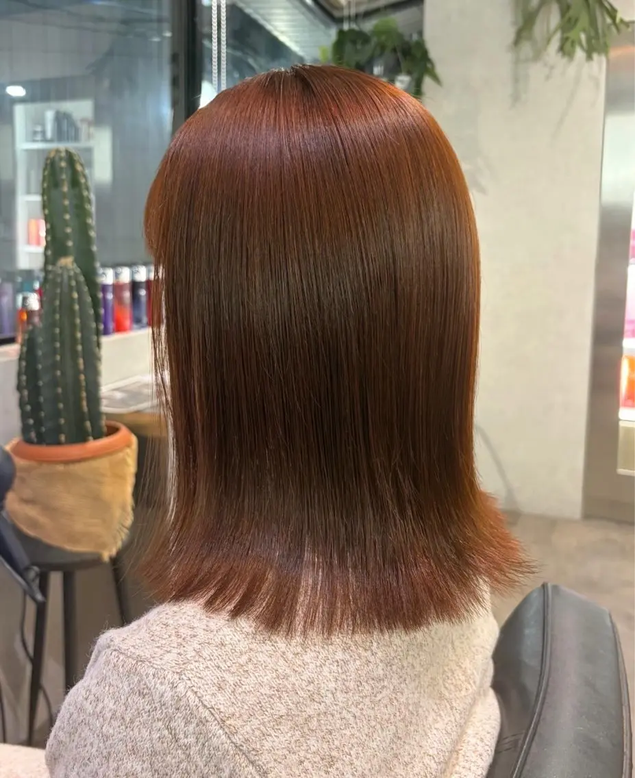 ミディアム カラー ブラウンカラー オレンジ オレンジブラウン ヘアカラー 透明感カラー🫧🎀 まりなのヘアスタイル