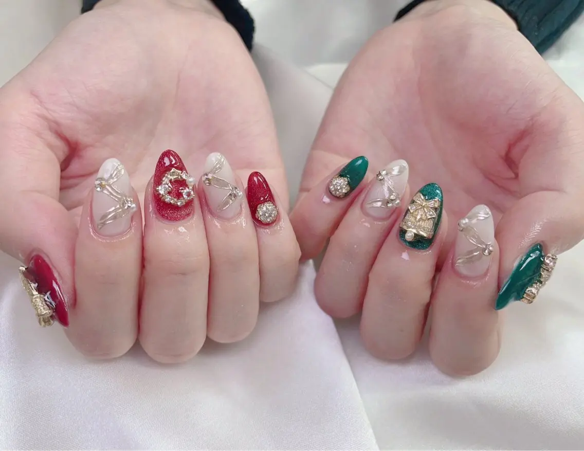 ネイル 冬ネイル クリスマス ハンドネイル lucky nail 歌舞伎町のネイルデザイン