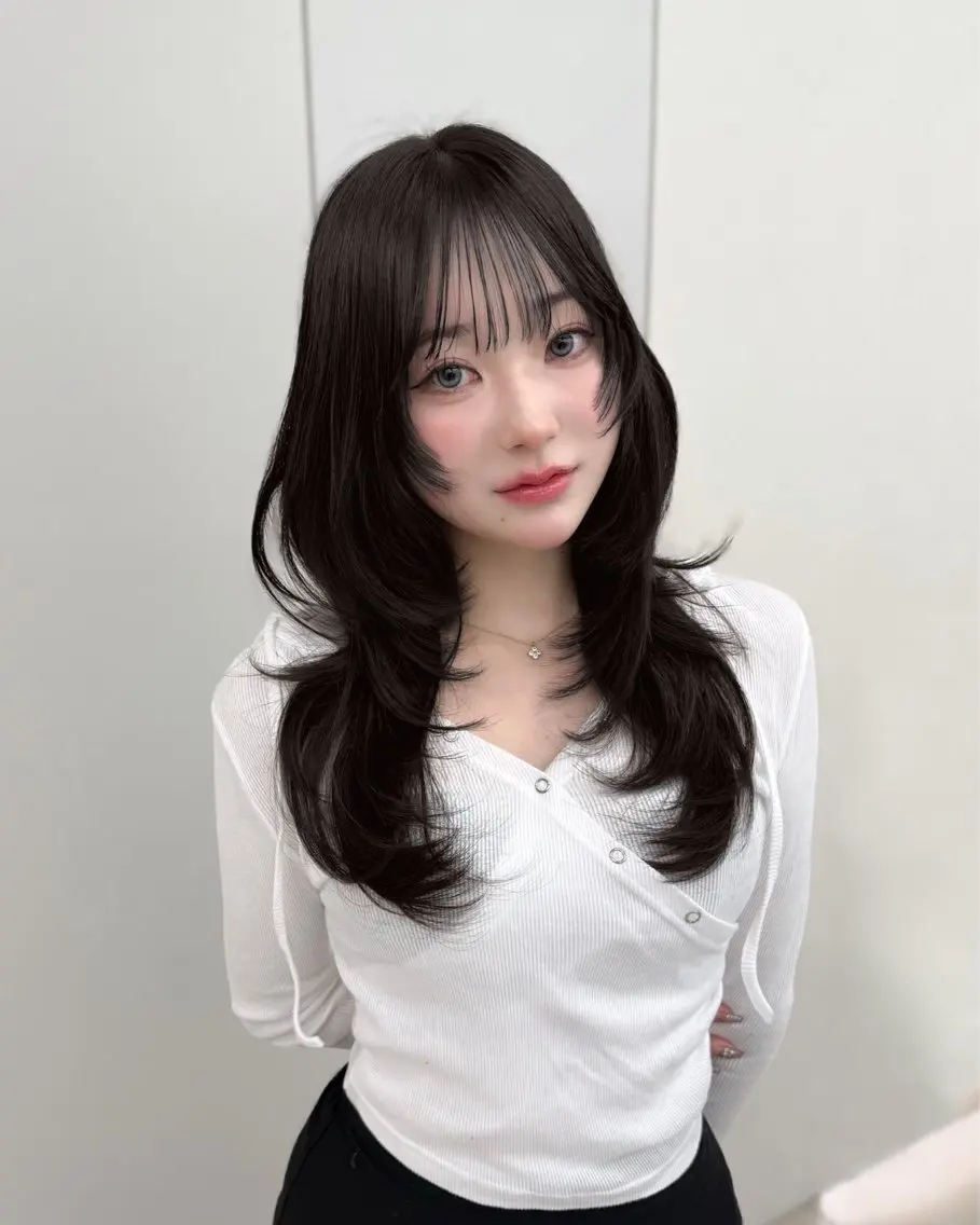 ロング カラー 韓国風ヘア トリートメント 酸熱トリートメント 高村 旭加のヘアスタイル