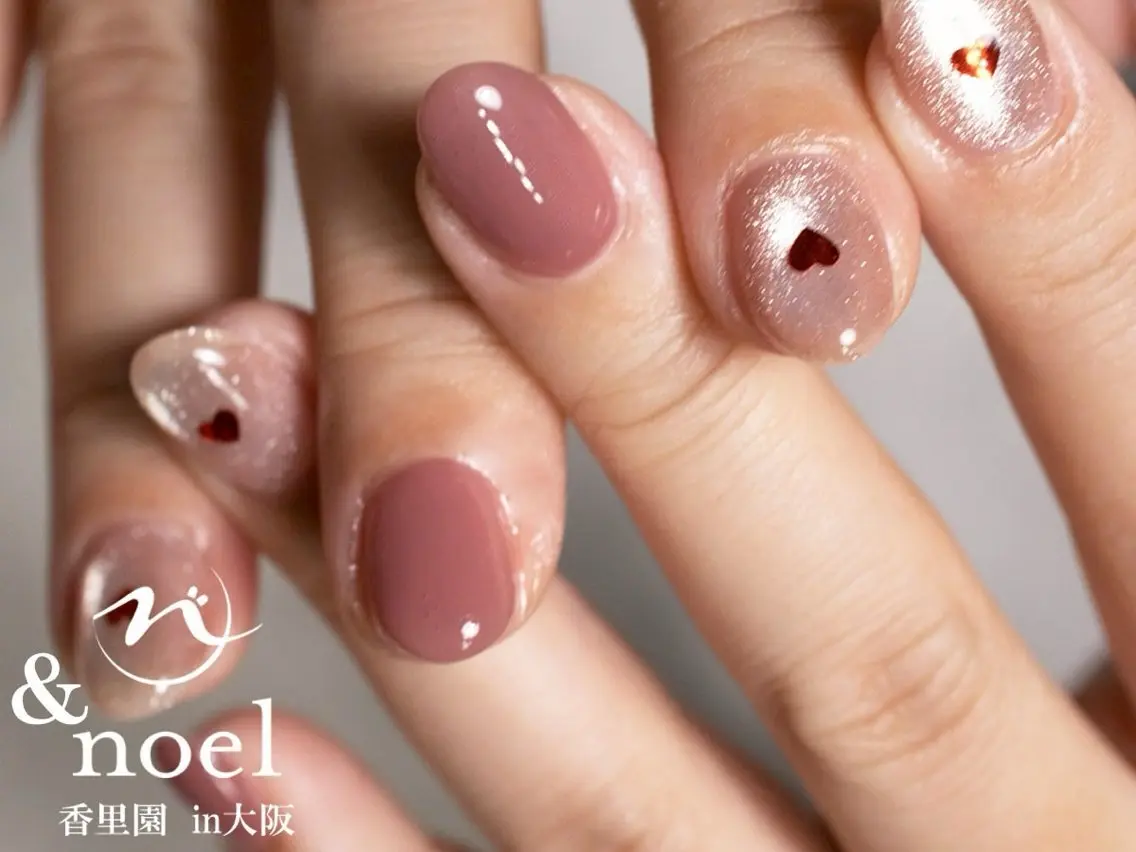 ネイル ブラウン ハート マグネットネイル ハンドネイル Nailsalon ＆Noelのネイルデザイン