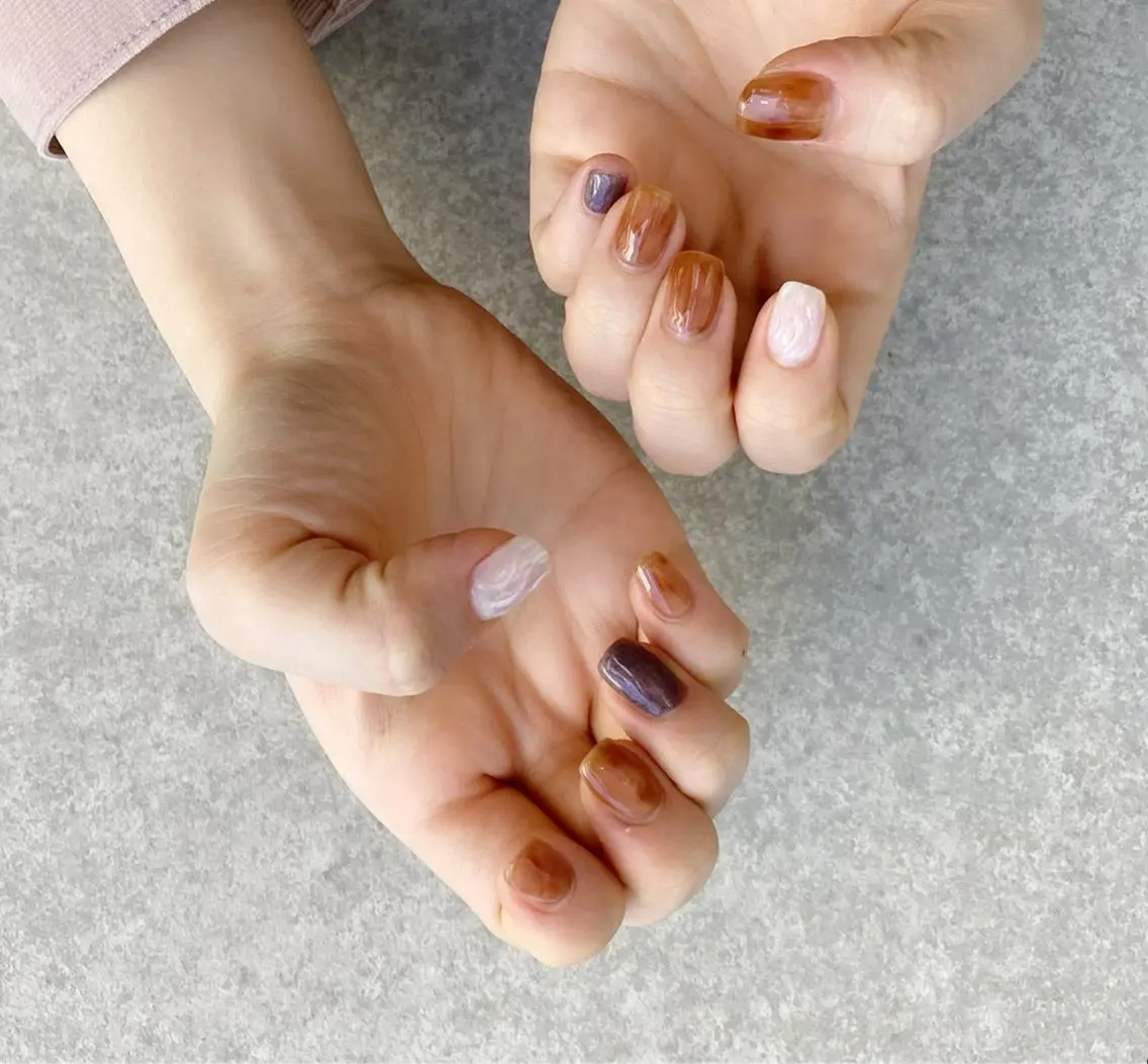 ネイル アートネイル 長さ出し ジェルネイル マットネイル ミラーネイル ハンドネイル nail salon Soeurのネイルデザイン