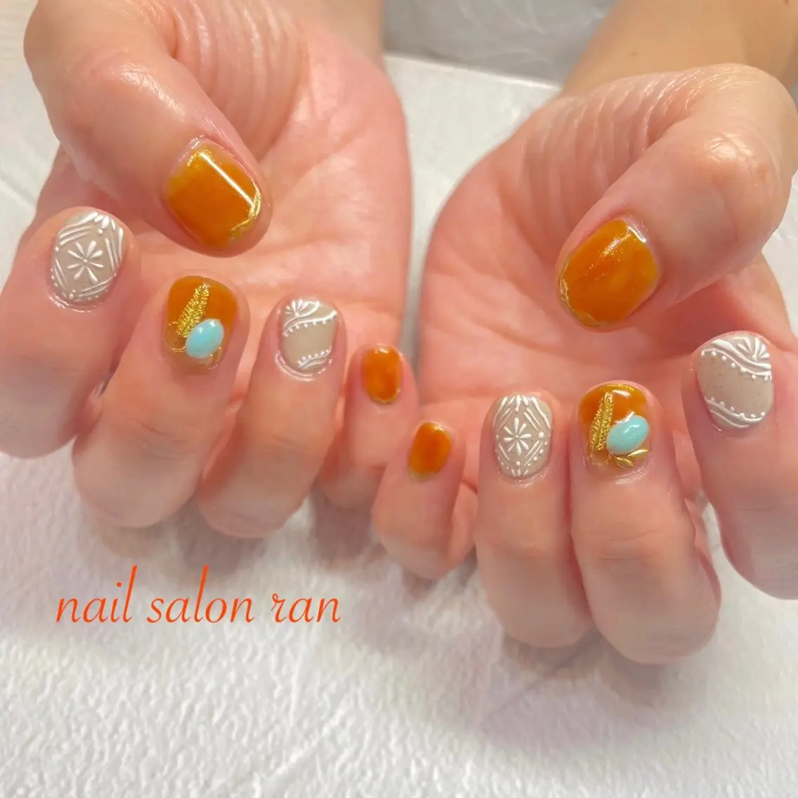 ネイル オレンジ nailsalon ranのネイルデザイン