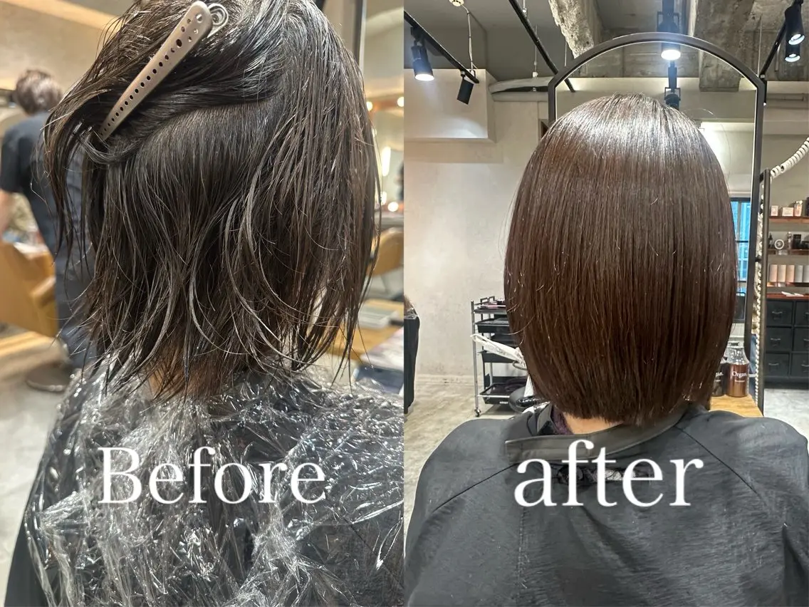 ミディアム 縮毛矯正 カット 縮毛矯正 ✨縮毛矯正/大人 カラー/芦川優磨のヘアスタイル