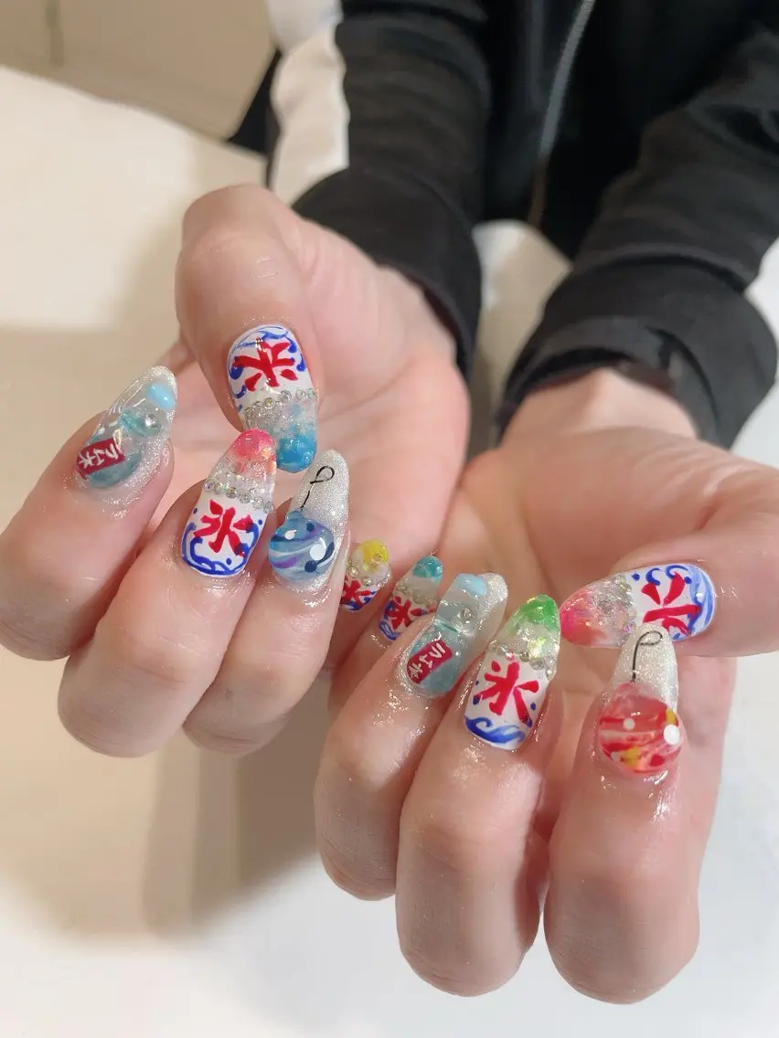 ネイル 氷ネイル・うるうるネイル ヨーヨーネイル ハンドネイル * haruのネイルデザイン