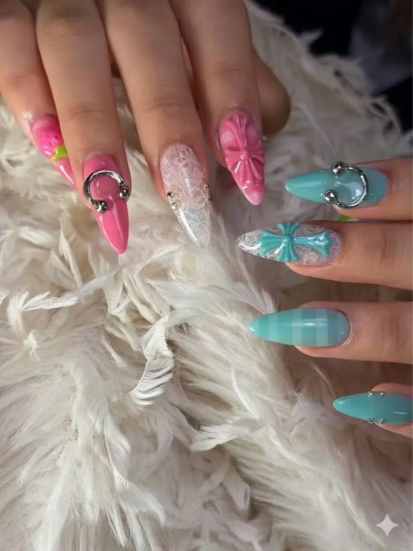 セミロング ハンドネイル Latte Nail 十三のネイルデザイン