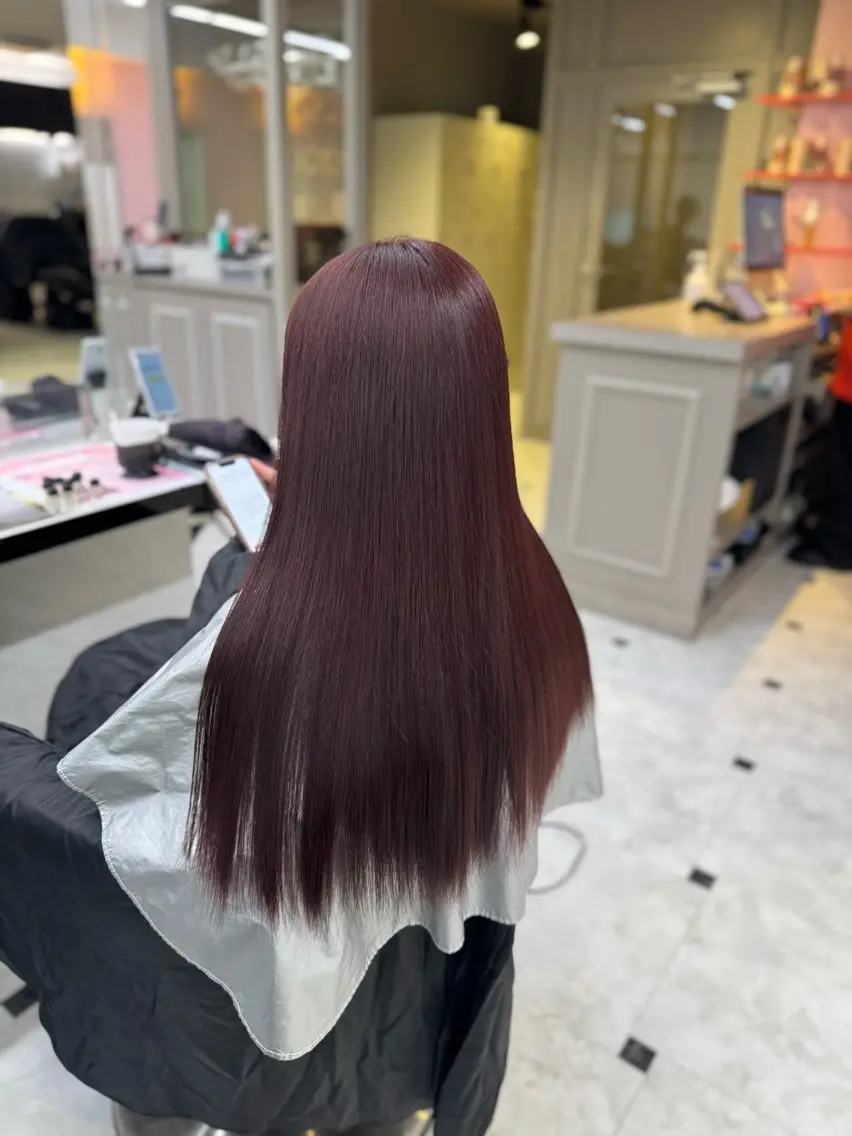 ロング ヘアカラー トリートメント ヘッドスパ ヘアセット ♥️韓国風透明感 暖色misa♥️のヘアスタイル