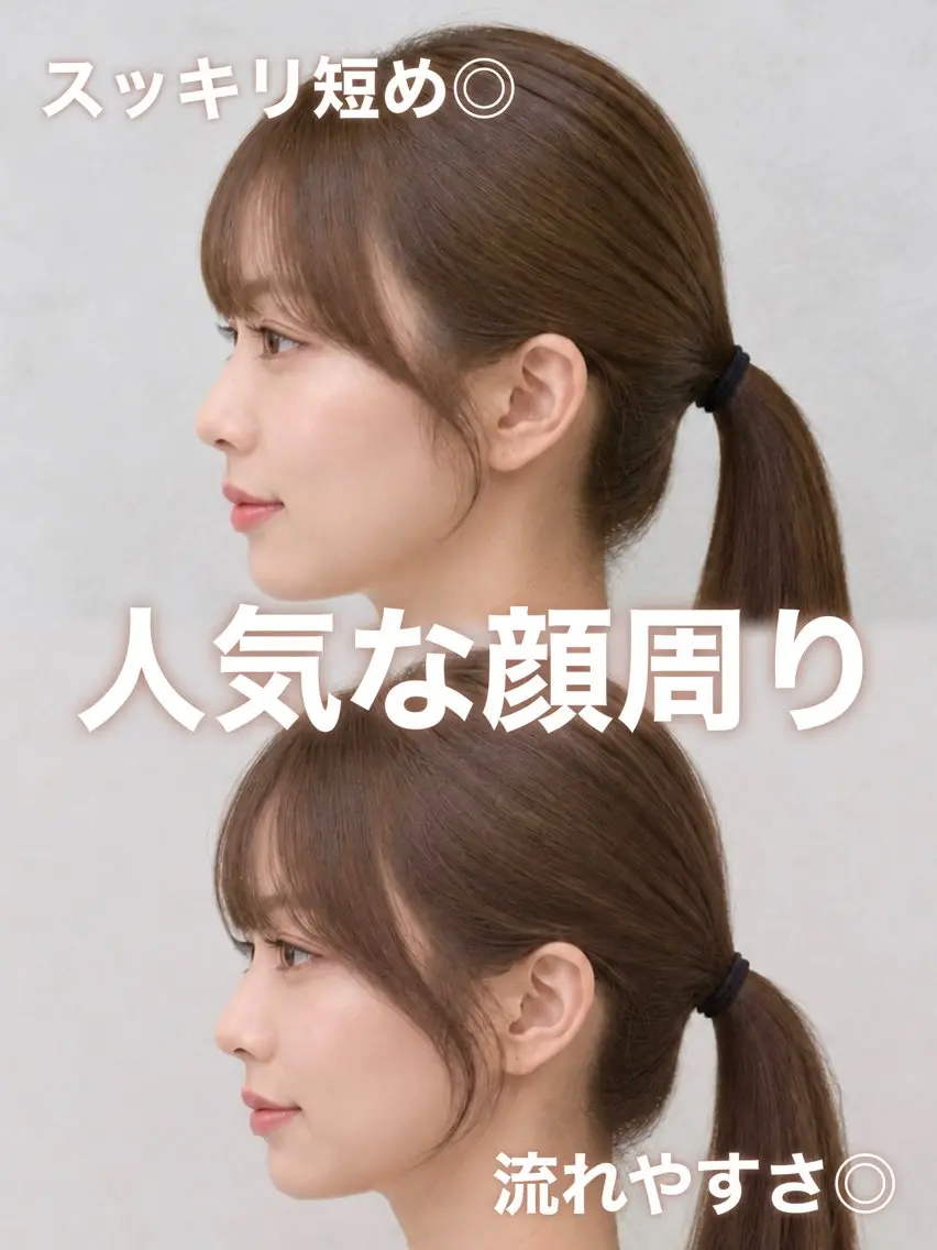 セミロング 顔周りカット カット ヘアカラー 顔周り/くびれヘア 韓国ヘア💕風間るなのヘアスタイル