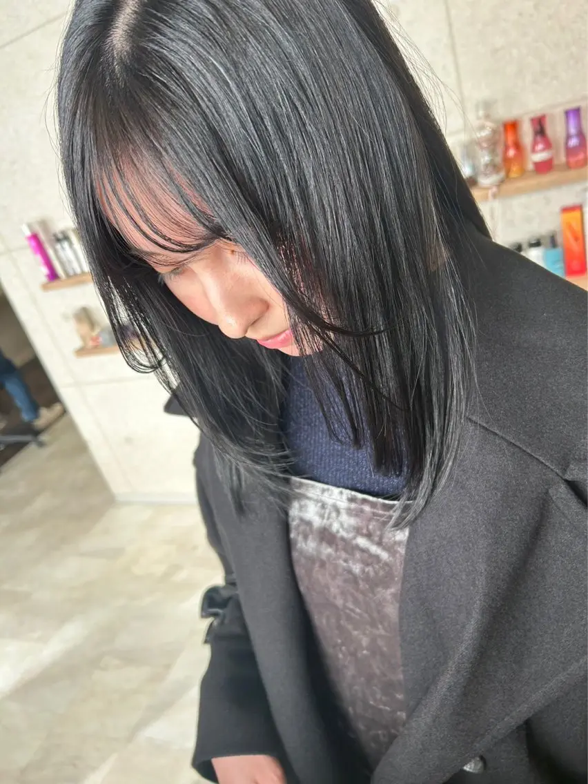 セミロング カラー ヘアアレンジ 顔周りカット レイヤーカット カット ヘアカラー トリートメント 金森 斗夢のヘアスタイル