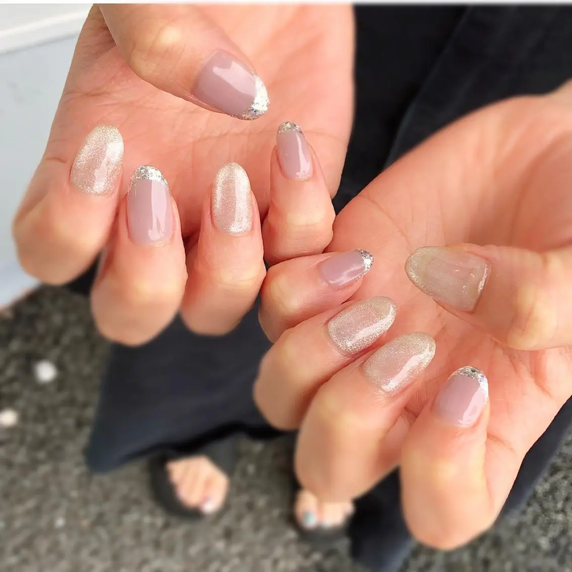 ネイル フレンチネイル ガラスフレンチ マグネットネイル nail salon Regaosのネイルデザイン