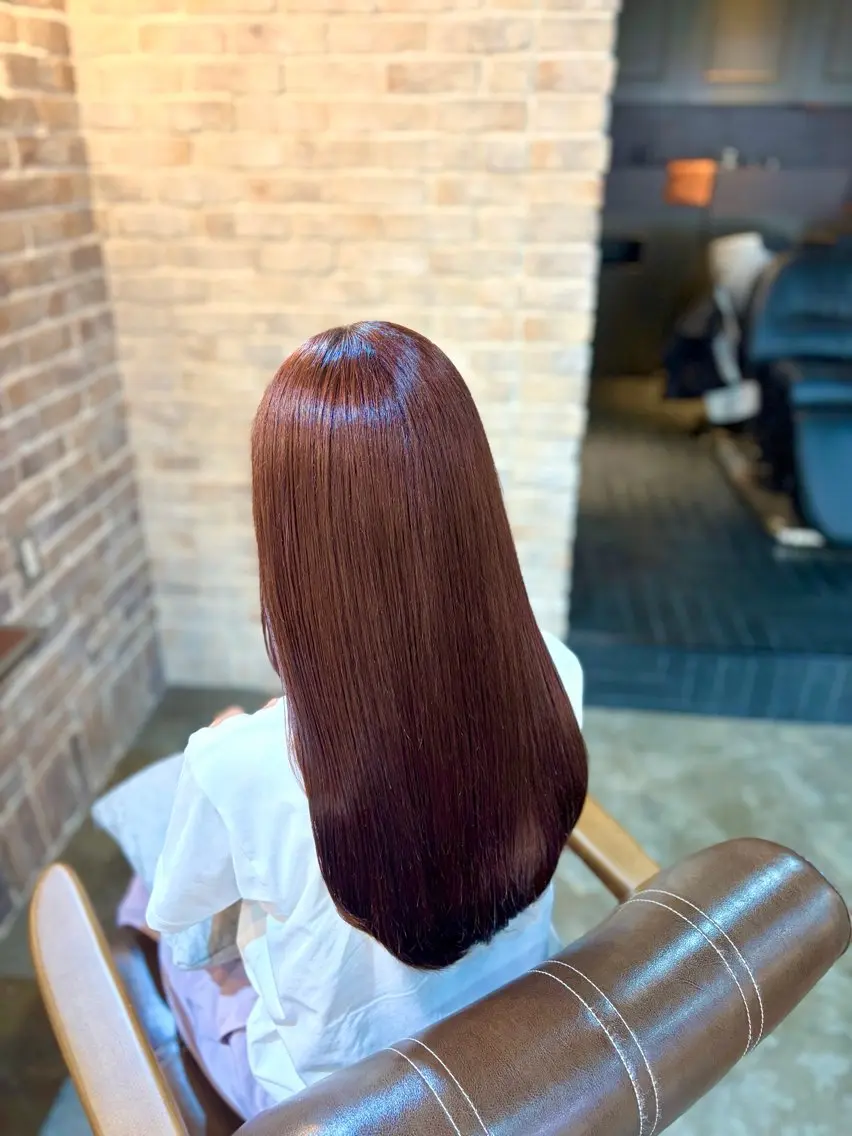 ロング カラー オレンジ カット ヘアカラー トリートメント 縮毛矯正/暖色系 /徳田真緒のヘアスタイル