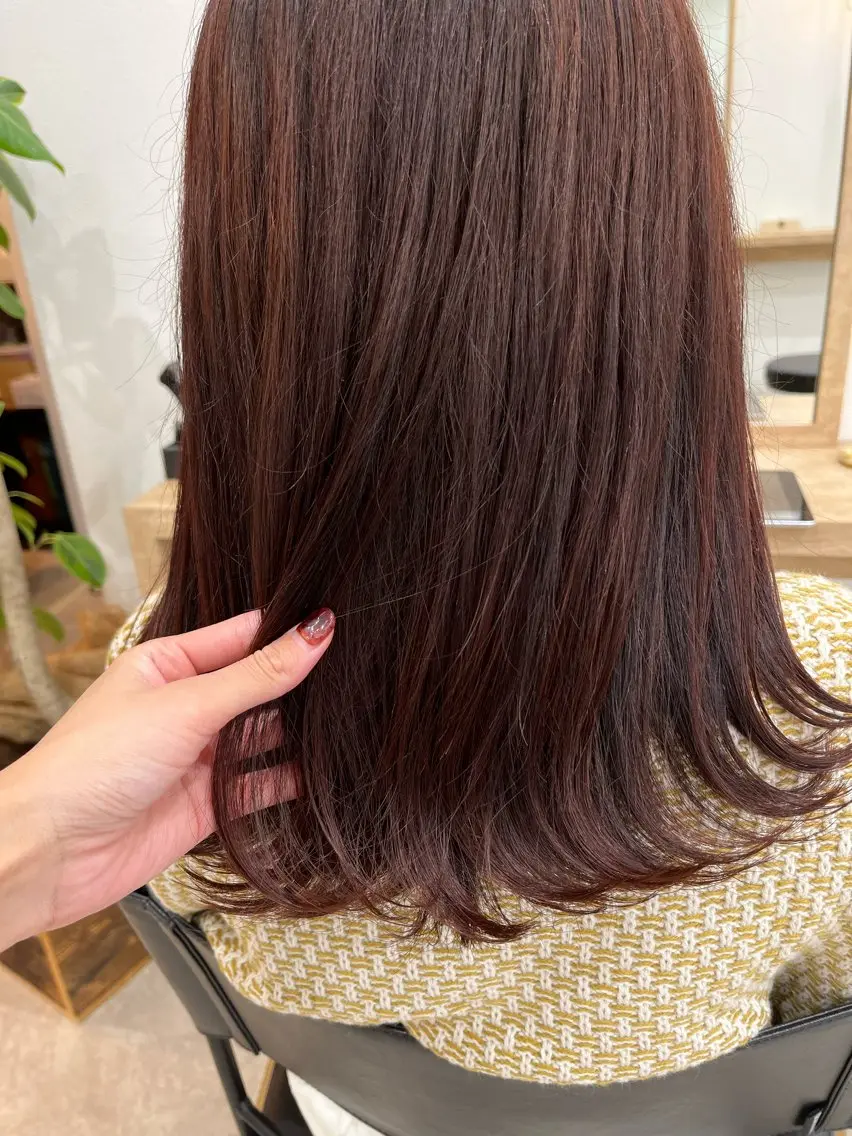 セミロング カット ヘアカラー 暖色ボブ 🍊rikakoのヘアスタイル