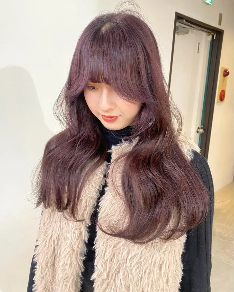 カラー 黒髪 ブリーチ ダブルカラー ラベンダーカラー ブリーチなしカラー ヘアカラー mizuki/ピンク ベージュ.レイヤーのヘアスタイル