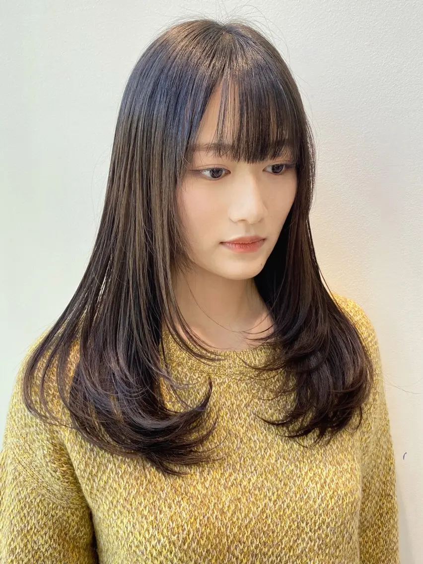 セミロング カラー ブリーチ ブラウンカラー 透明感カラー ブリーチなしカラー レイヤーカット カット ヘアカラー トリートメント 銀座/韓国レイヤー/ 艶カラー🍓原田侑依のヘアスタイル