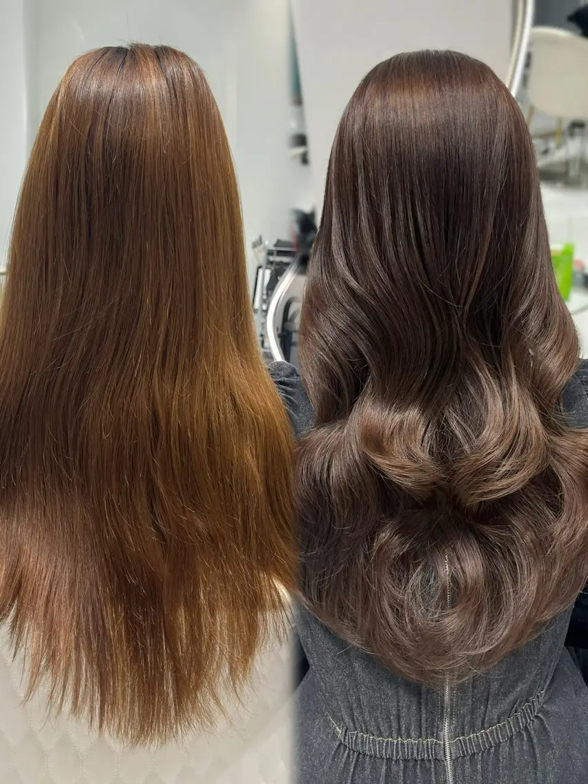 ロング カラー ベージュカラー ラベンダーカラー ラベンダーベージュ レイヤーカット カット ヘアカラー トリートメント 𝑹𝒊𝒉𝒐🎀 名駅/大人韓国ヘアのヘアスタイル