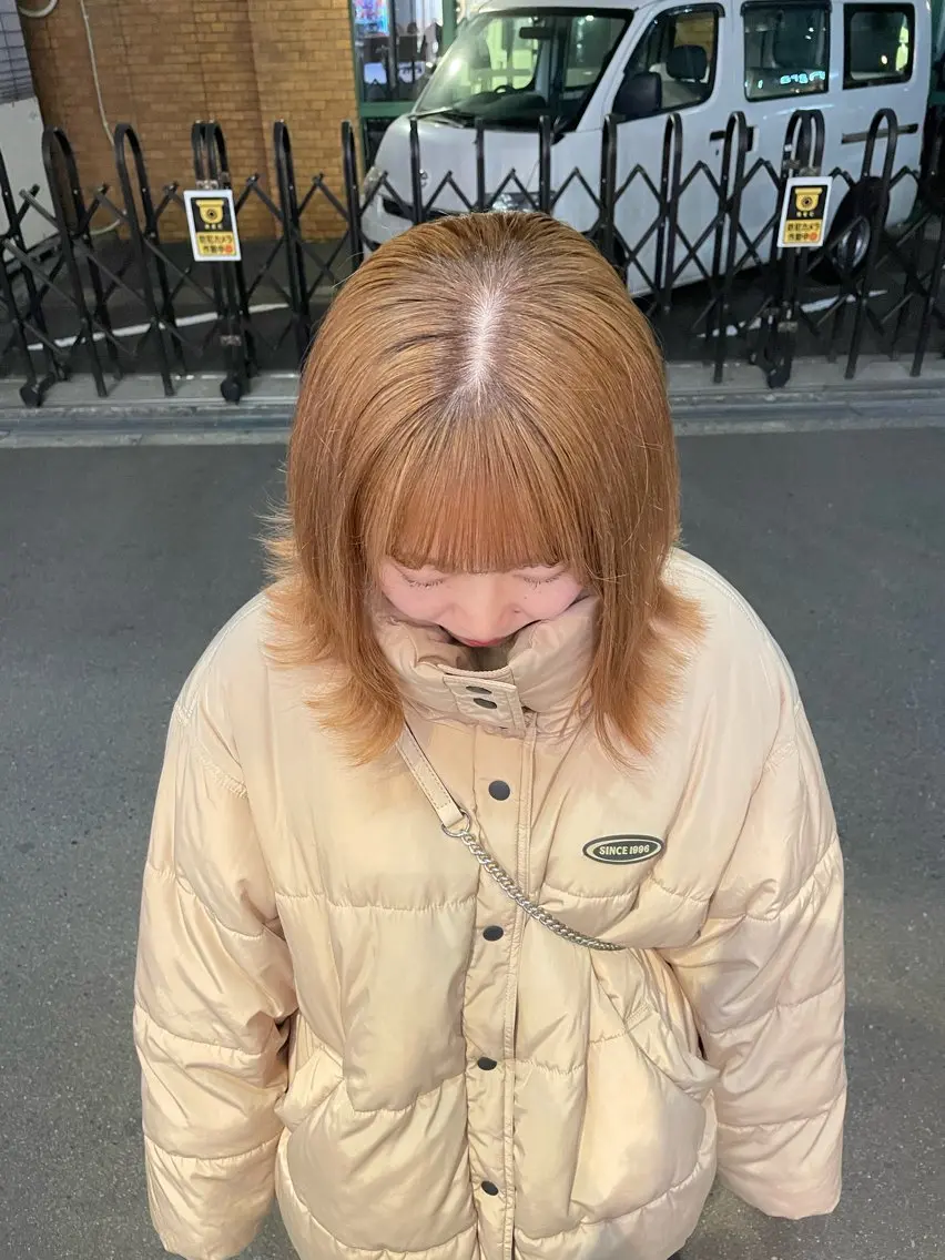 ミディアム カラー ベージュカラー ブリーチ ミルクティーベージュ 垢抜け似合わせカラー /梅田 /ayanaのヘアスタイル