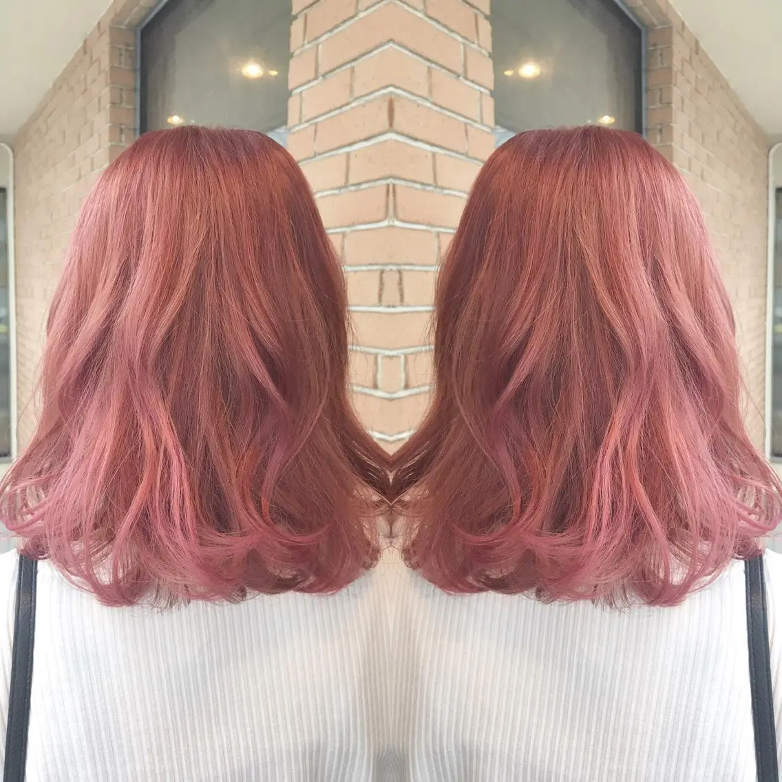ミディアム カラー パーマ ヘアアレンジ メンズ キッズ ネイル マツエク・マツパ メンズハイトーン ハイトーンカラー ピンクカラー カラーマツエク ピンク サロンドミルク 渋谷高比良のヘアスタイル