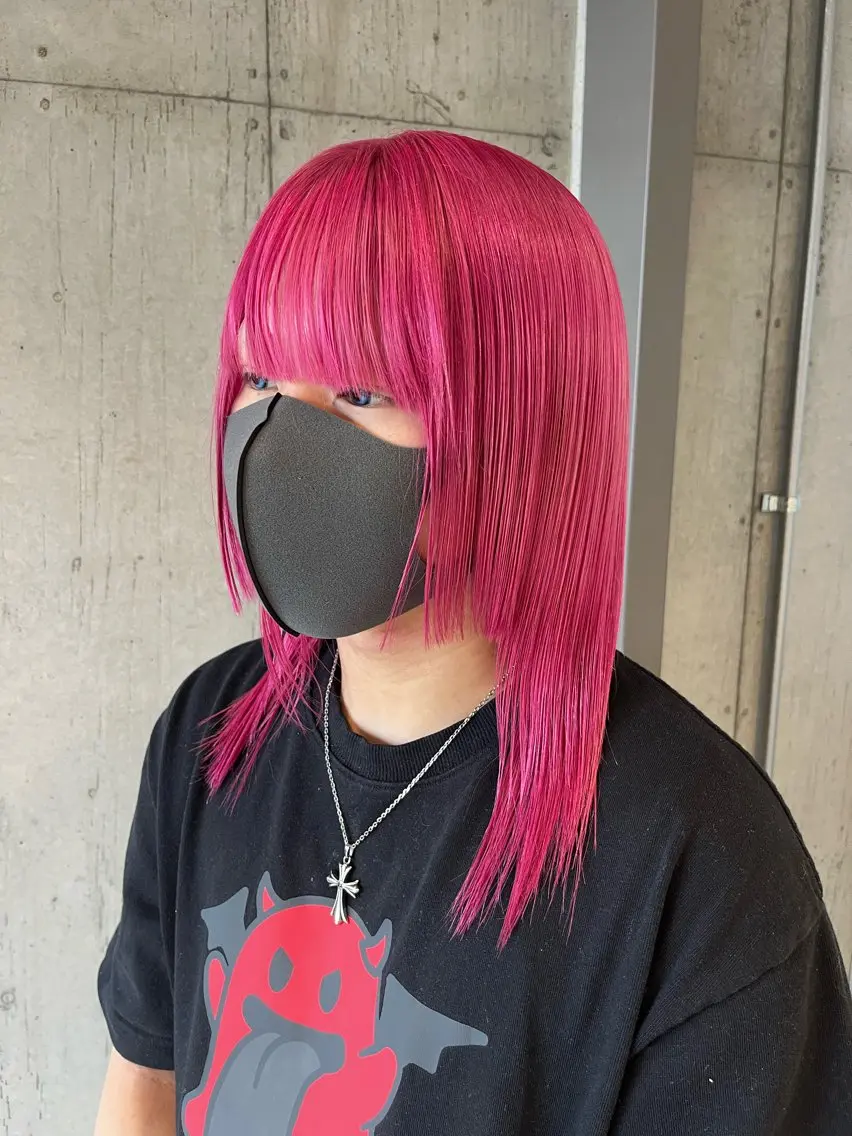 ミディアム カラー ヘアアレンジ カット ヘアカラー トリートメント 🍀透明感カラー×垢 抜けボブ リクト💥のヘアスタイル