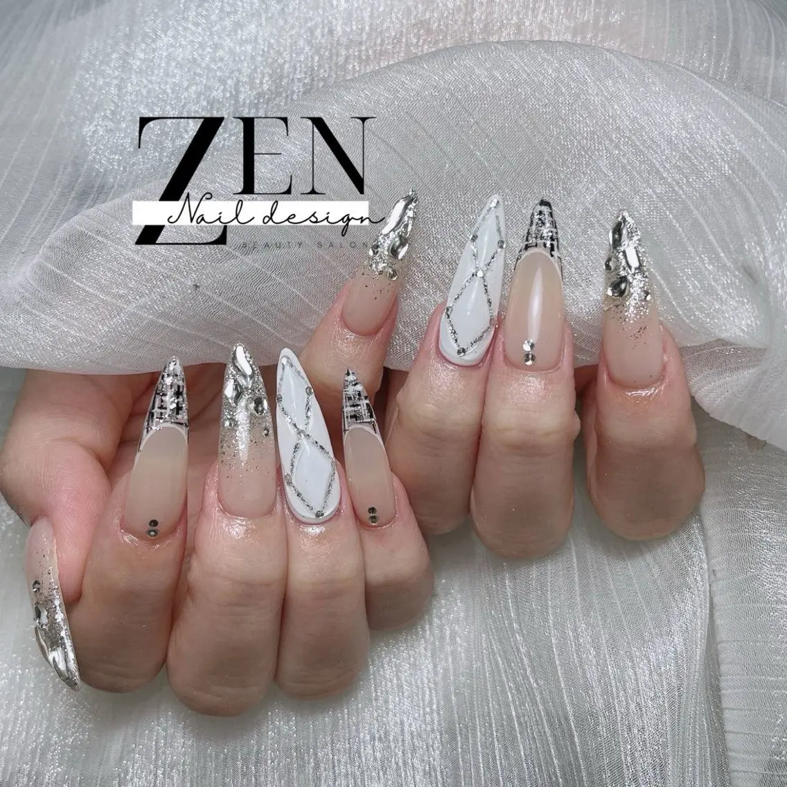 ネイル チークネイル フレンチネイル ジェルネイル 韓国ネイル マグネットネイル ハンドネイル Zen Nail Design 池袋のネイルデザイン