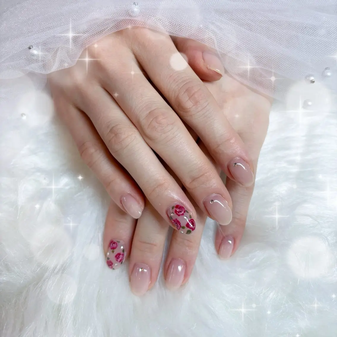 ネイル アートネイル ハンドネイル Blue daisy 栄本店のネイルデザイン