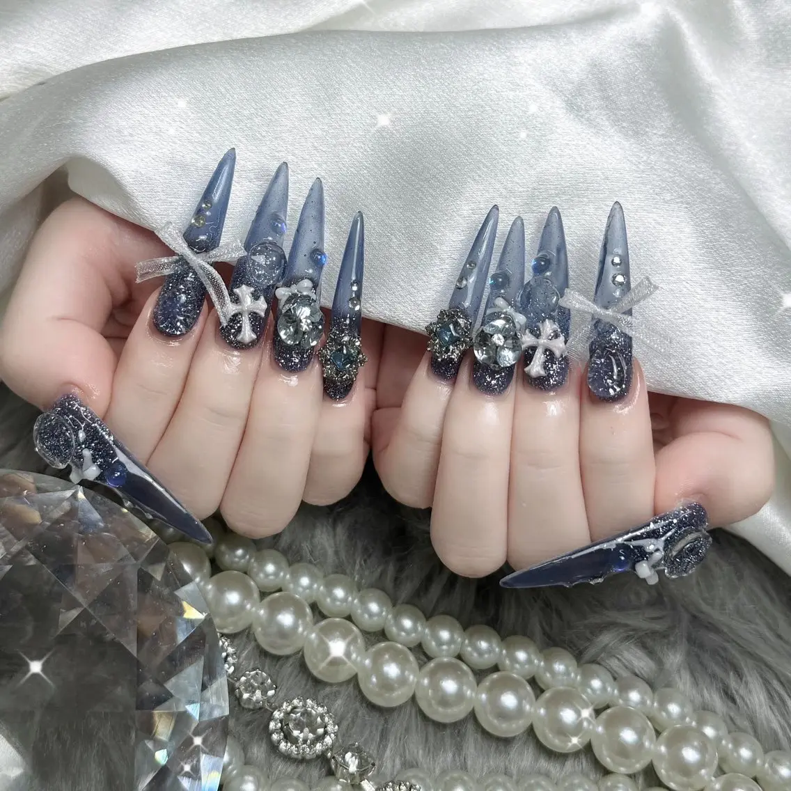 ネイル アートネイル ジェルネイル キラキラネイル 韓国ネイル ロングネイル ハンドネイル ハンドケア Nova Nailのネイルデザイン