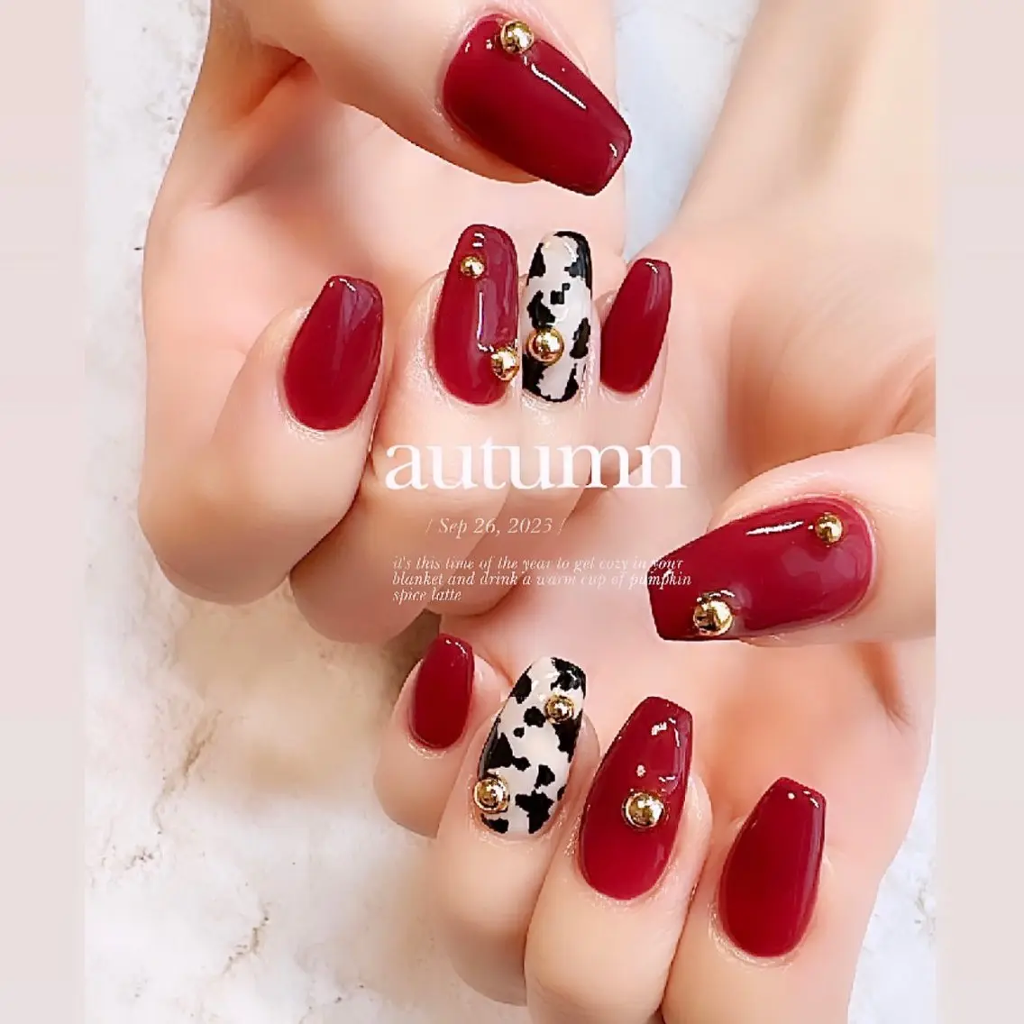 ネイル アニマル柄 ボルドー Home salon M nailのマツエク・マツパデザイン