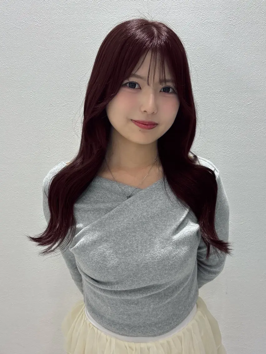 ロング カラー ヘアアレンジ 黒髪 ブリーチ ボルドーカラー ケアカラー 透明感カラー 銀座/ショート/ メンズ/HINOKIのヘアスタイル