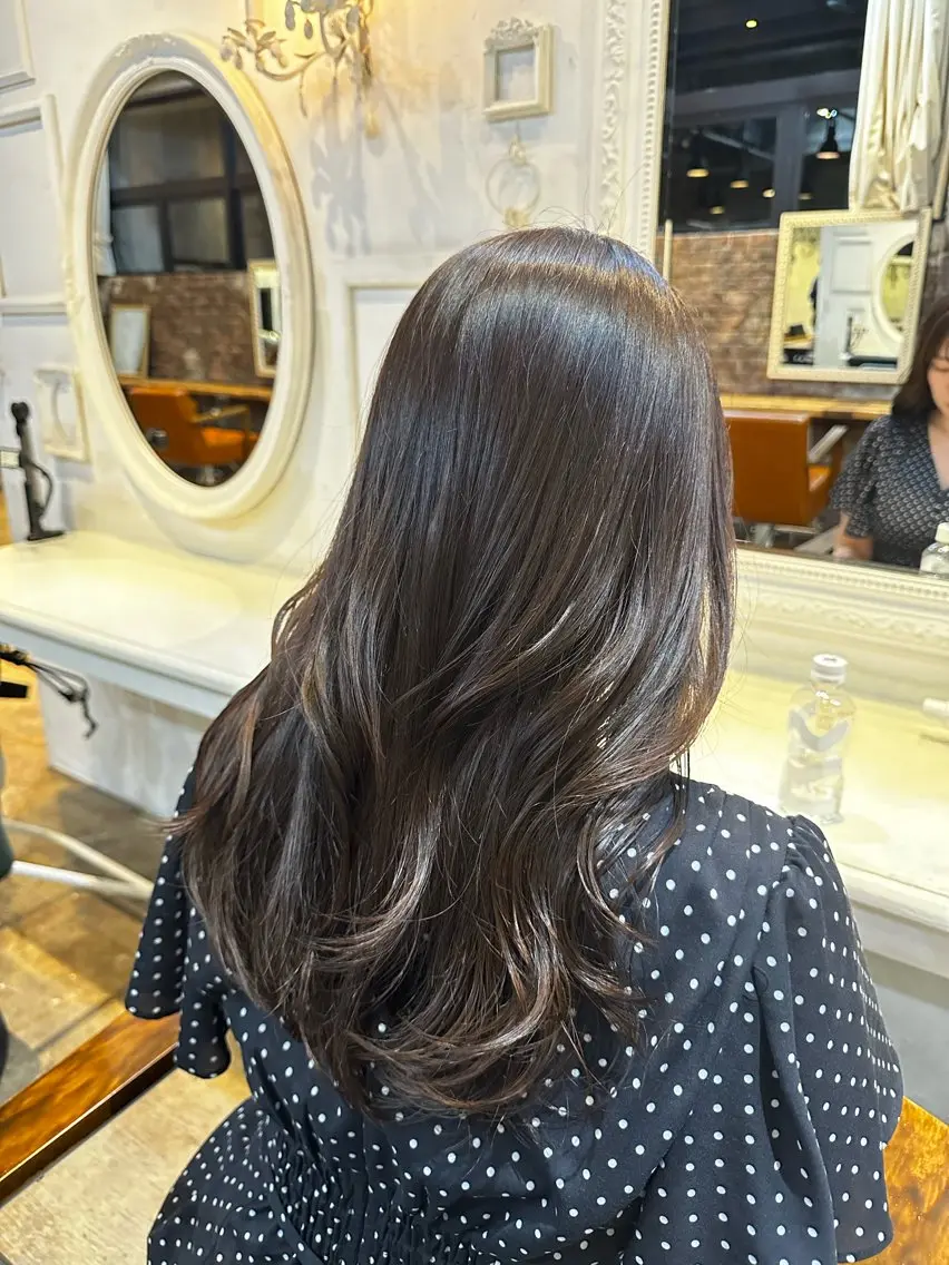 ロング カラー カット ヘアカラー トリートメント ヘッドスパ 韓国レイヤー✨ yasuko銀座のヘアスタイル