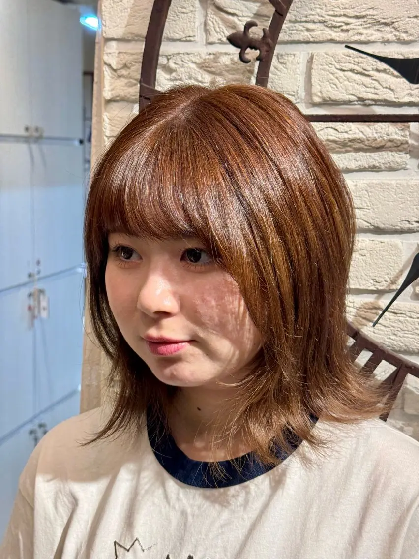 ミディアム カラー カット ヘアカラー トリートメント 岡田怜大hair cranialのヘアスタイル