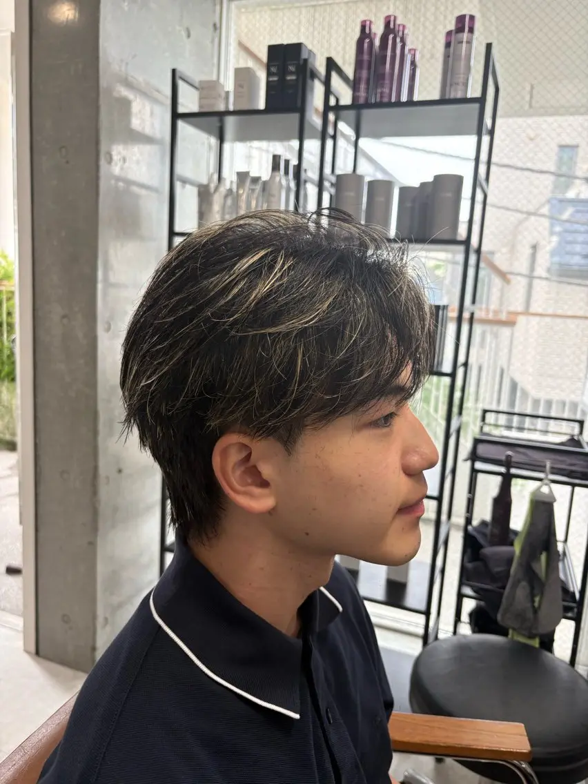 メンズ センターパート 下北沢メンズパーマ 特化園田 楓莉のヘアスタイル