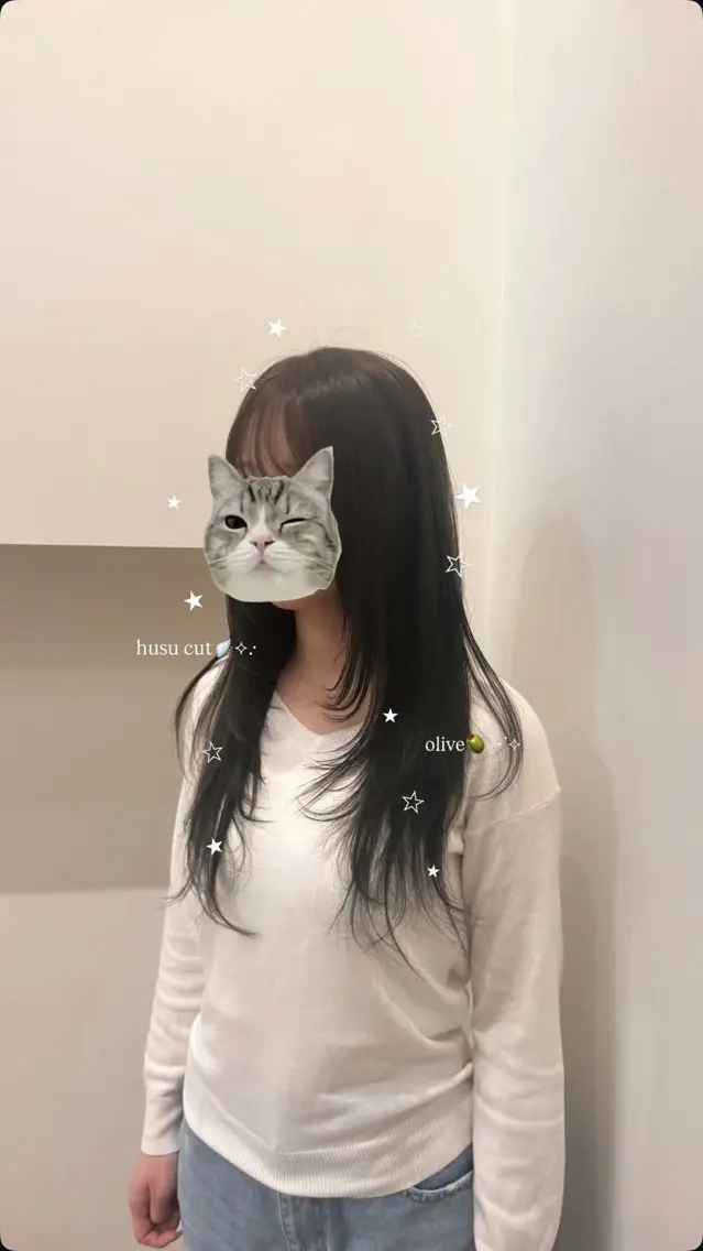 ロング カラー ハッシュカット レイヤーカット ヘアカラー KANO🐈‍⬛🎀 韓国風/レイヤーのヘアスタイル