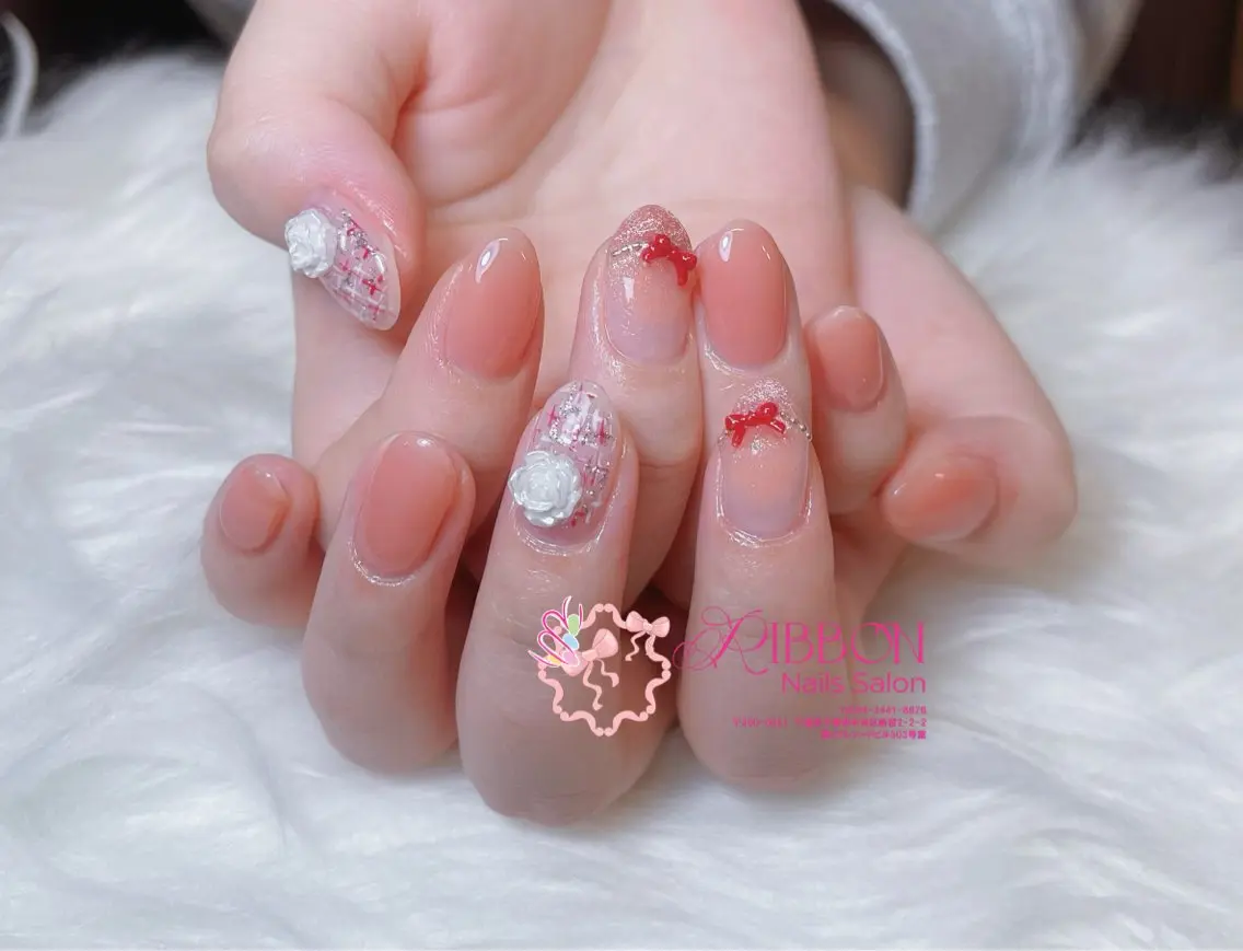 ネイル チークネイル フットネイル フレンチネイル グラデーション 韓国ネイル Ribbonnail salonのネイルデザイン
