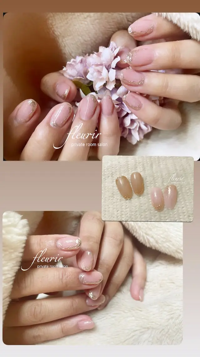 ネイル アートネイル 桜ネイル ゴールド ミラーネイル オフィスネイル ハンドネイル フルリール 【プライベートサロンのネイルデザイン