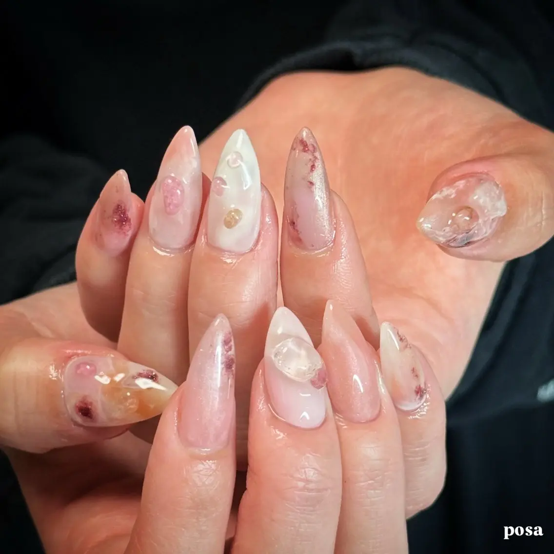 ネイル ニュアンスネイル シンプルネイル ハンドネイル posa nail モエミのネイルデザイン