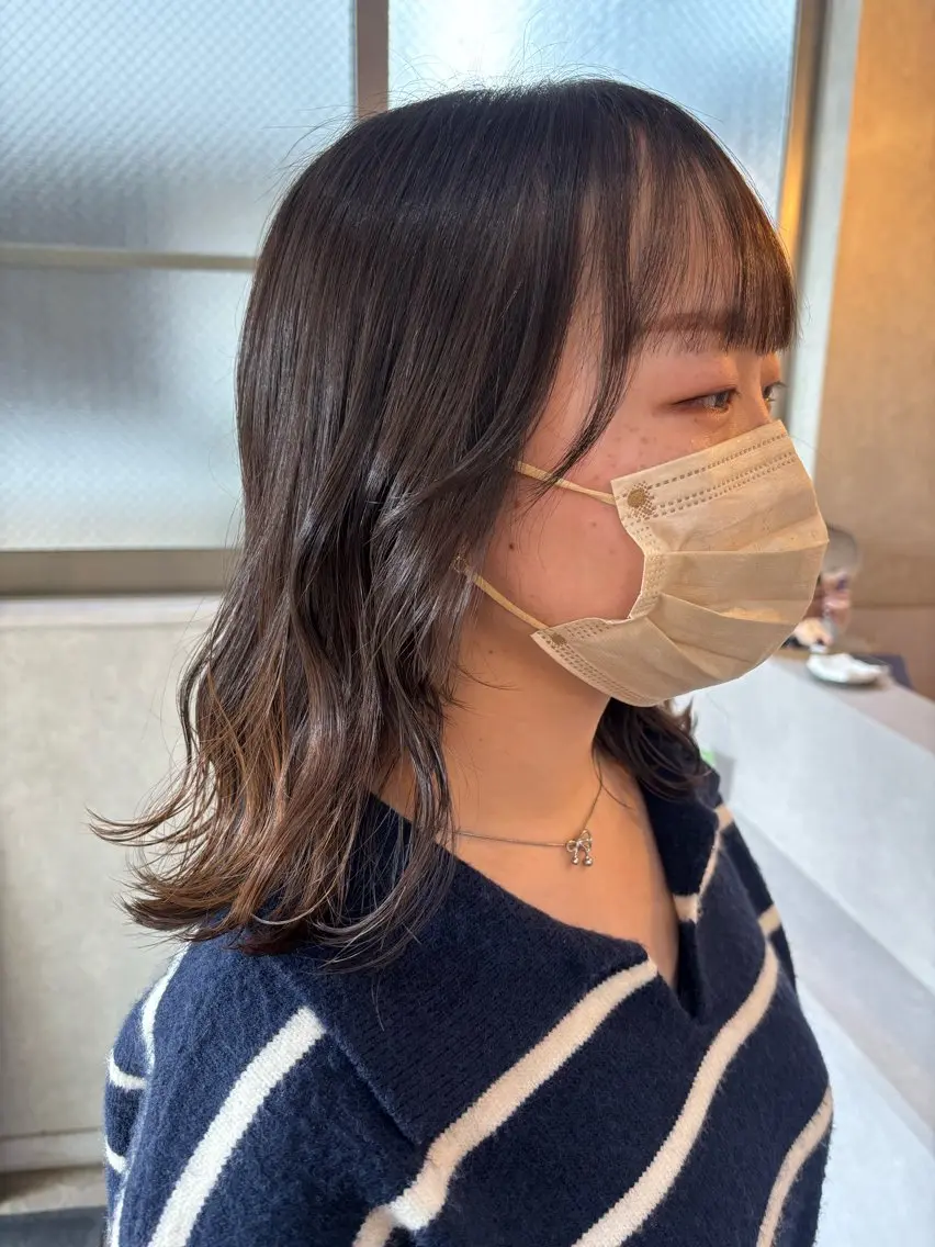 セミロング 顔周りカット 💜髪質改善/ 艶カラー/ミナ🩷のヘアスタイル