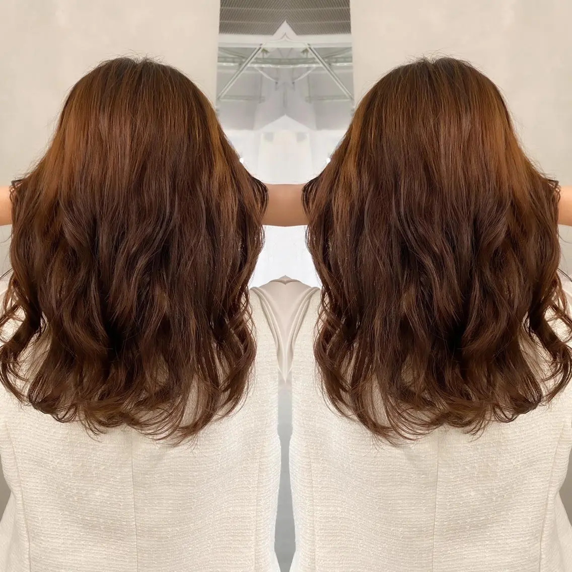 セミロング カラー パーマ セミロングパーマ くびれヘア 韓国風ヘア カット ヘアカラー パーマ トリートメント レイヤーカットのプロ 大人ヘア宮森貴志のヘアスタイル