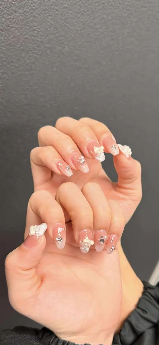 ネイル 韓国ネイル 持ち込み ニュアンスネイル ネイルチップ 冬ネイル LISA ANA.CHUOのネイルデザイン