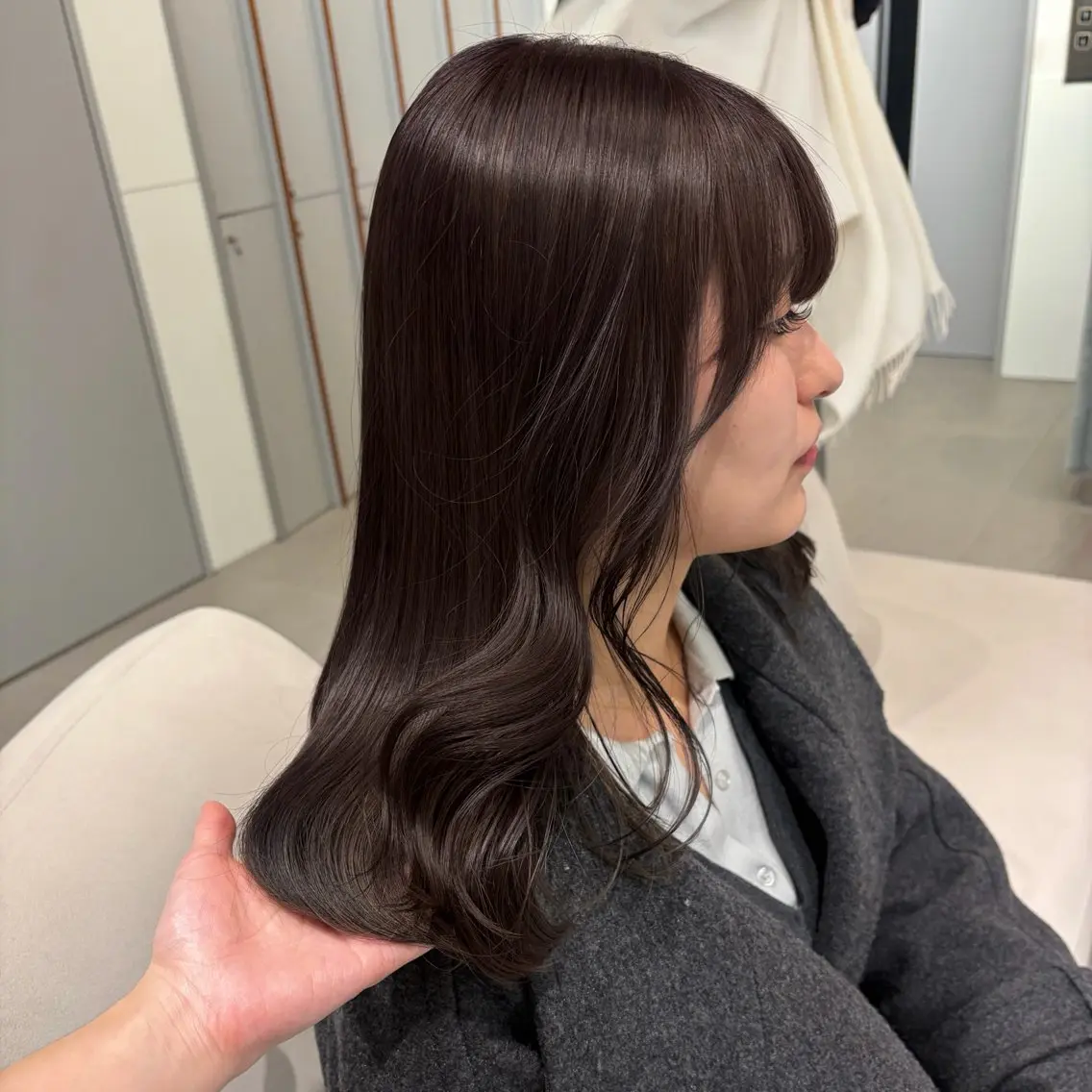 セミロング カラー ベージュカラー ブラウンカラー チョコレートブラウン 透明感カラー ダブルカラー ☪️ブリーチ特化施術 /レイヤー🪽aiのヘアスタイル