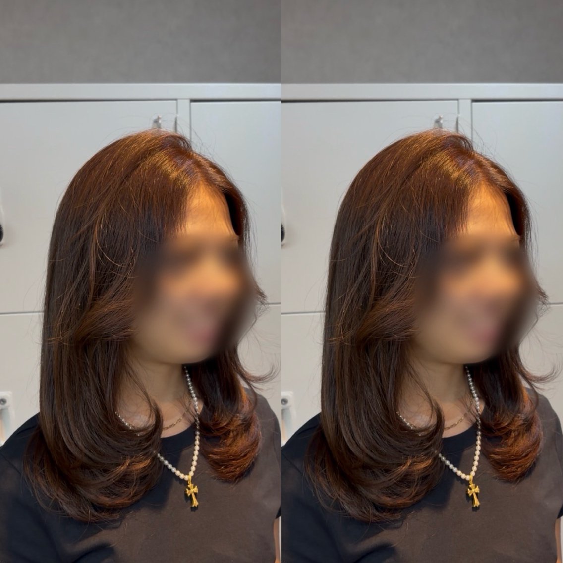 ミディアム カラー ミディアムレイヤー ブラウンカラー オレンジ オレンジブラウン レイヤーカット カット ヘアカラー トリートメント モデル様募集中🍒 りおのヘアスタイル