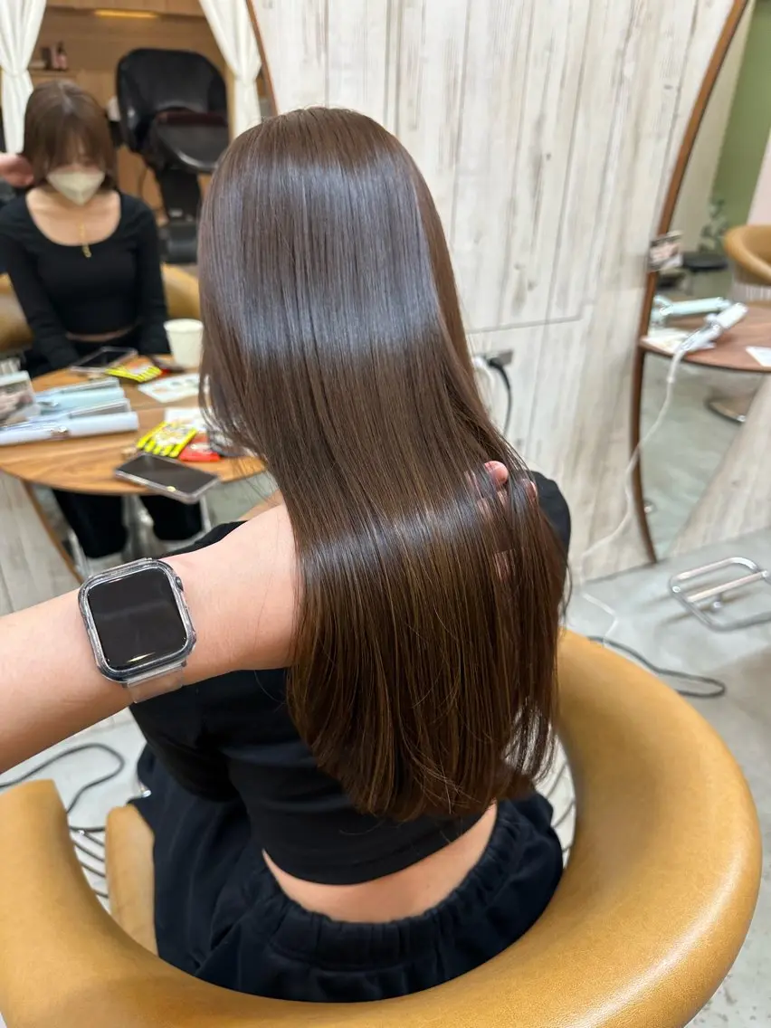 ロング カラー 髪質改善 縮毛矯正 トリートメント ヘアカラー トリートメント 巻ける縮毛矯正✨ ボブ/ショートともきのヘアスタイル