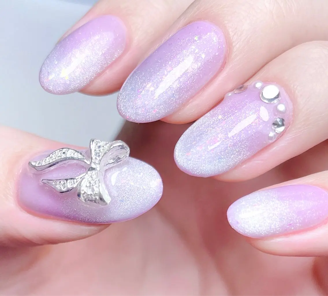 ネイル マグネットネイル シルバー ハンドネイル FLARE NAIL フレアネイルのネイルデザイン
