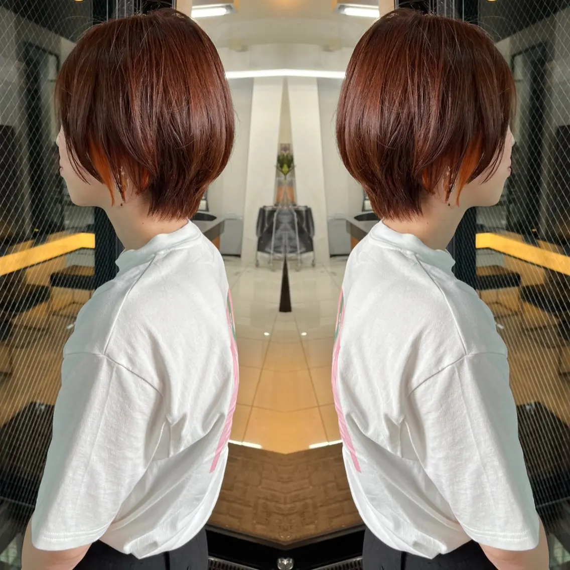 ショート カラー ベージュカラー ブリーチ ケアブリーチ イヤリングカラー インナーカラー ハタケヤマヨシキ ／BOOTHのヘアスタイル