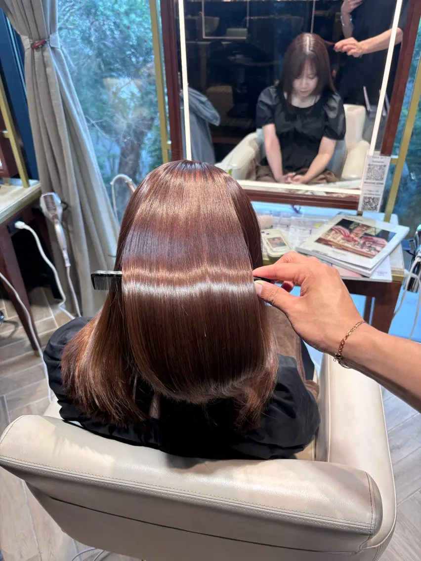 セミロング 縮毛矯正 トリートメント 山中 あるのヘアスタイル