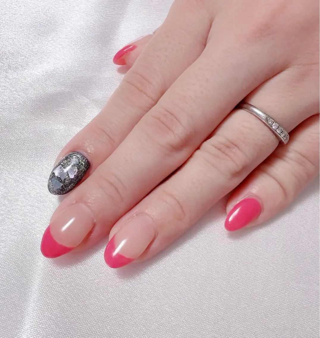 ネイル フレンチネイル マグネットネイル ピンク nail lumièreのネイルデザイン