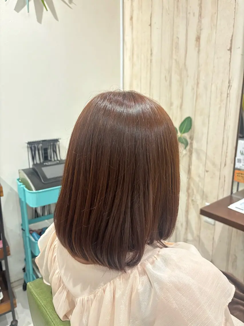 ミディアム カラー オレンジ ボブ ヘアカラー トリートメント 🌷 おとはのヘアスタイル