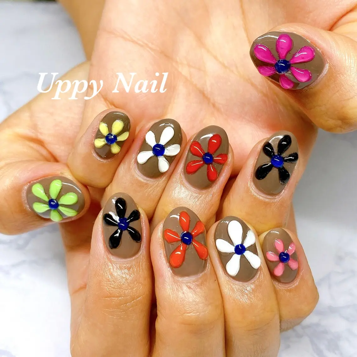 ネイル フラワーネイル ぷっくりネイル ハンドネイル Uppy Nail ukyoのネイルデザイン