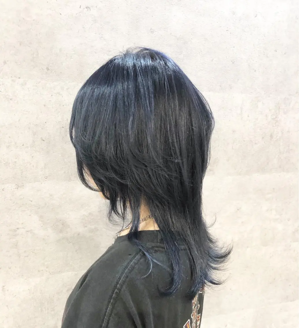 セミロング カラー ブルーカラー ネイビーカラー 髪質改善で 憧れの潤艶美髪にのヘアスタイル